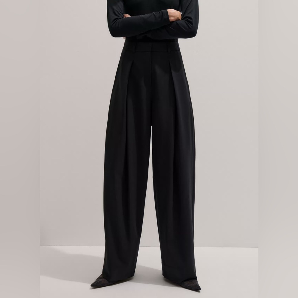 ME+EM Black Wide-Leg Women's Pants Size 4 NWT Tailored Wool Luxury Pant